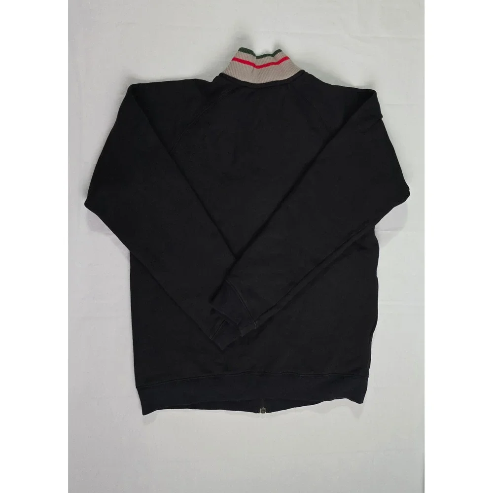Nike Mens vintage Full Zip Fleece Track Jacket Black Striped Ribbed Collar M